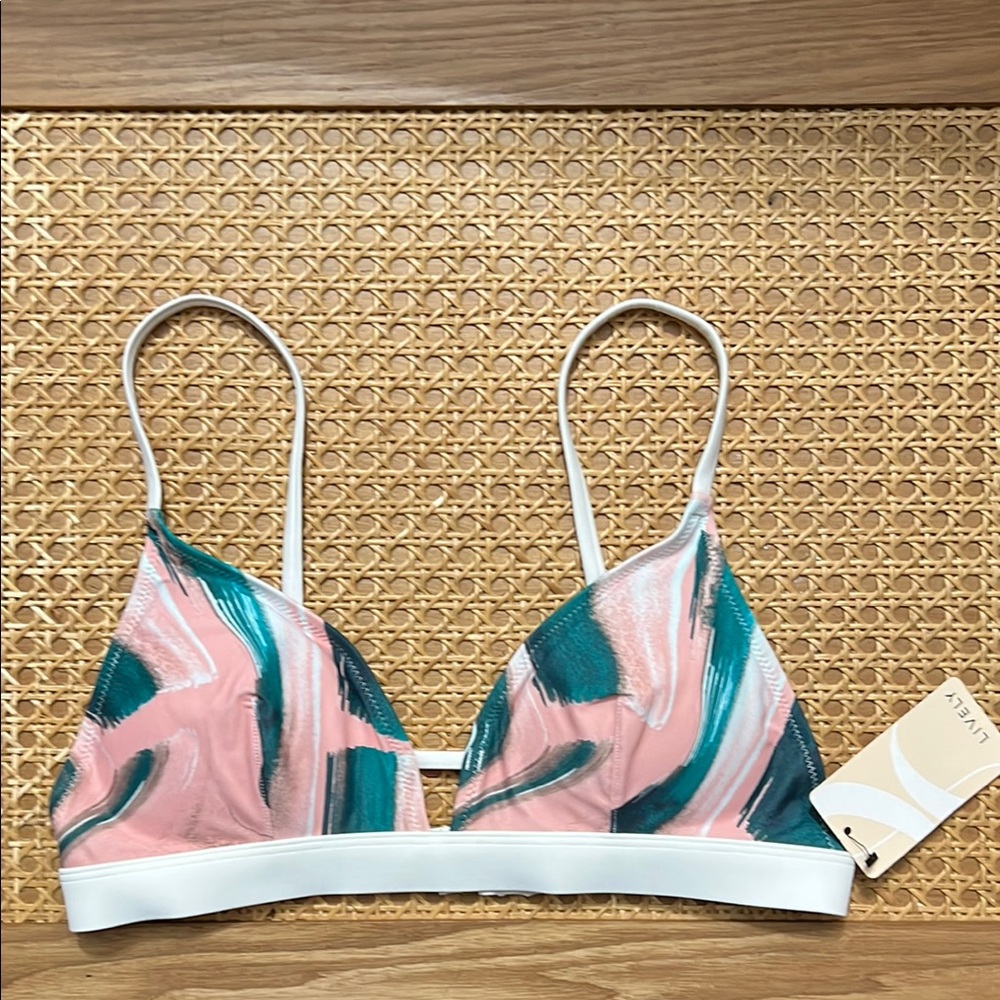 Lively Women's Pink and Green swim top